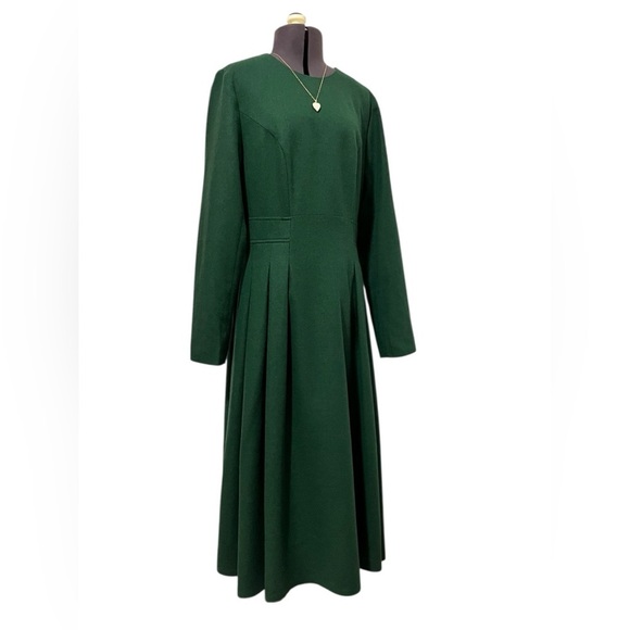 Xiaolizi Wool Blend Fit & Flare Green Long Sleeve Dress Size S - Picture 2 of 9
